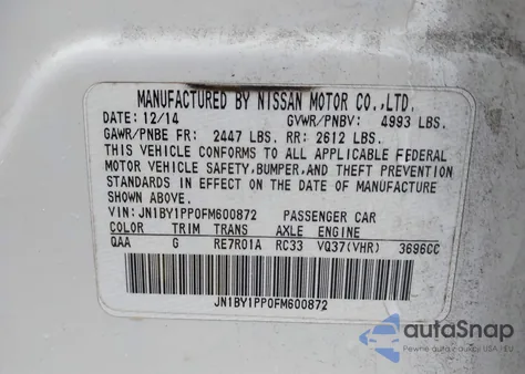 2015 Infiniti Q70L 3.7 z USA, uszkodzony, nr VIN JN1BY1PP0FM600872